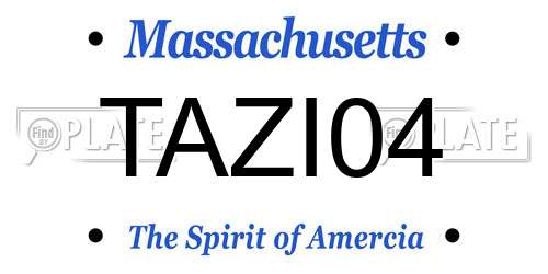 TAZI04 Massachusetts License Plate