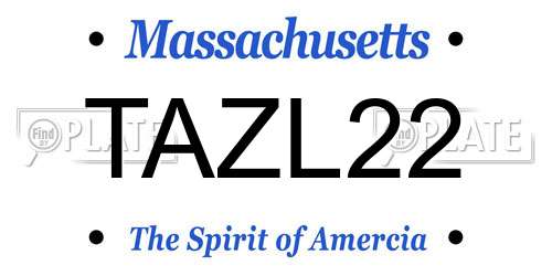 TAZL22 Massachusetts License Plate