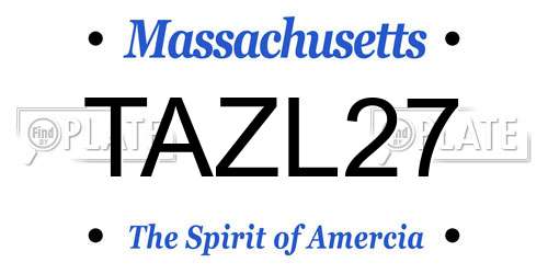 TAZL27 Massachusetts License Plate