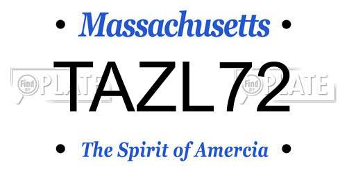 TAZL72 Massachusetts License Plate