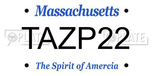 TAZP22 Massachusetts License Plate