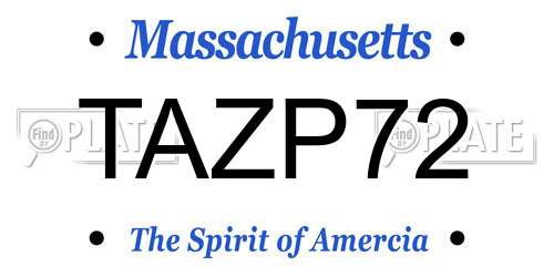 TAZP72 Massachusetts License Plate