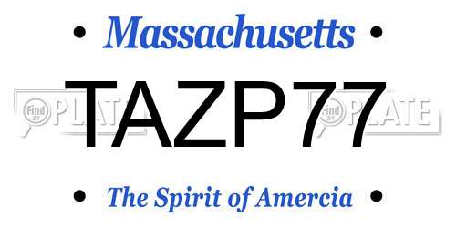 TAZP77 Massachusetts License Plate