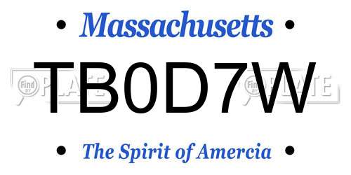 TB0D7W Massachusetts License Plate