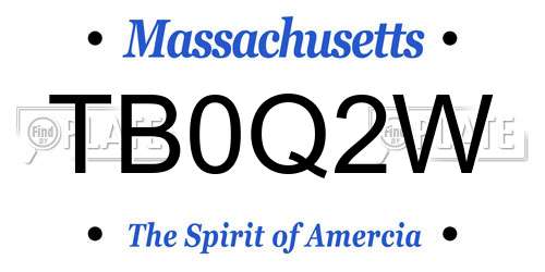 TB0Q2W Massachusetts License Plate