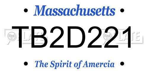 TB2D221 Massachusetts License Plate