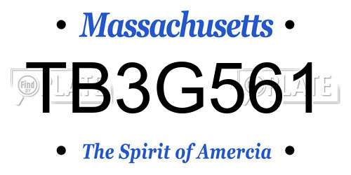 TB3G561 Massachusetts License Plate