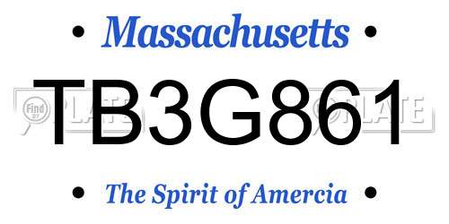 TB3G861 Massachusetts License Plate