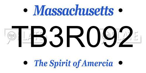 TB3R092 Massachusetts License Plate