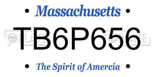 TB6P656 Massachusetts License Plate