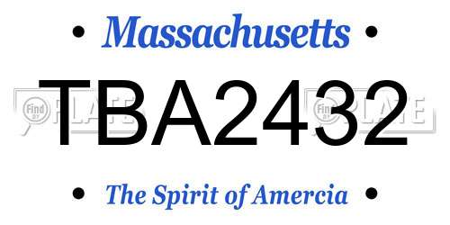 TBA2432 Massachusetts License Plate