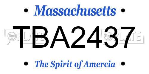 TBA2437 Massachusetts License Plate
