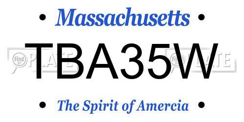 TBA35W Massachusetts License Plate