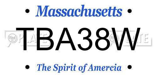 TBA38W Massachusetts License Plate
