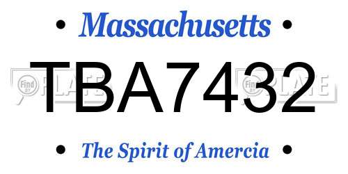 TBA7432 Massachusetts License Plate