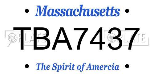 TBA7437 Massachusetts License Plate