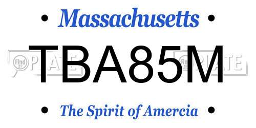 TBA85M Massachusetts License Plate