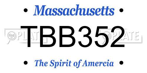 TBB352 Massachusetts License Plate