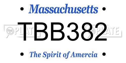 TBB382 Massachusetts License Plate