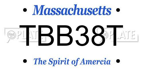 TBB38T Massachusetts License Plate
