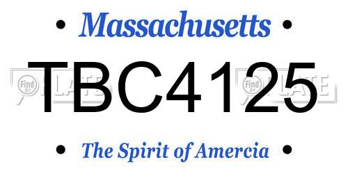 TBC4125 Massachusetts License Plate