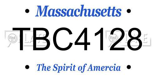 TBC4128 Massachusetts License Plate