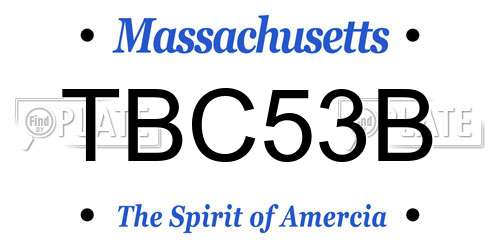 TBC53B Massachusetts License Plate