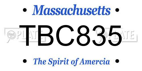 TBC835 Massachusetts License Plate