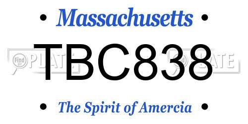 TBC838 Massachusetts License Plate