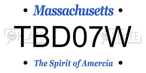 TBD07W Massachusetts License Plate