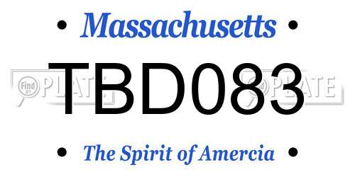 TBD083 Massachusetts License Plate
