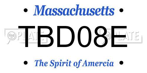 TBD08E Massachusetts License Plate