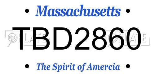 TBD2860 Massachusetts License Plate