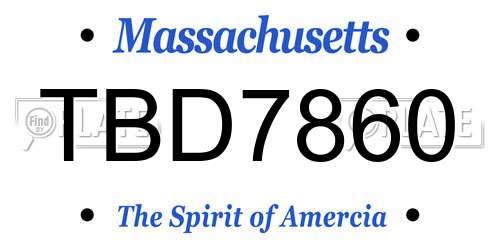 TBD7860 Massachusetts License Plate