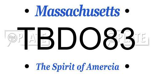 TBDO83 Massachusetts License Plate
