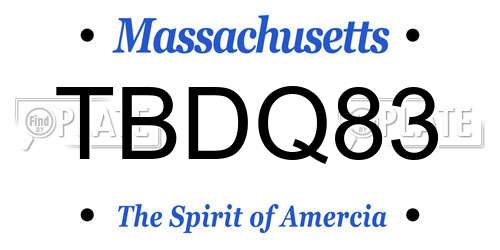 TBDQ83 Massachusetts License Plate