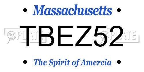 TBEZ52 Massachusetts License Plate
