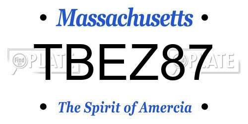 TBEZ87 Massachusetts License Plate