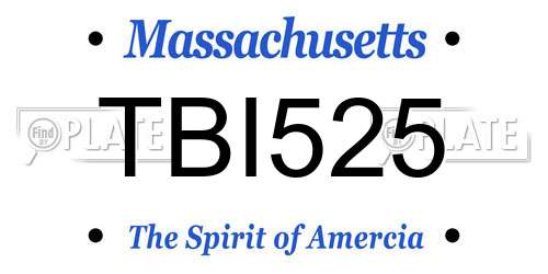 TBI525 Massachusetts License Plate