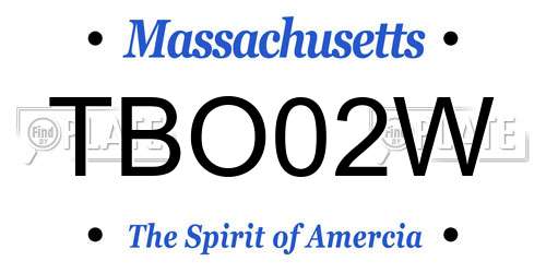 TBO02W Massachusetts License Plate