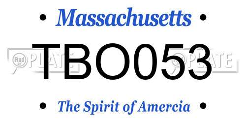 TBO053 Massachusetts License Plate