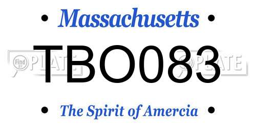 TBO083 Massachusetts License Plate