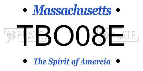 TBO08E Massachusetts License Plate