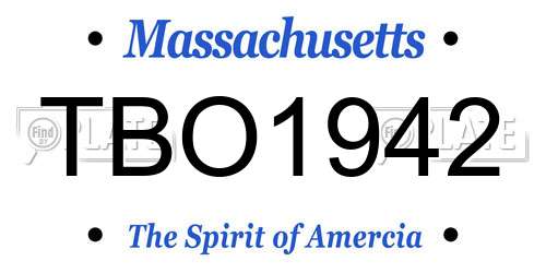 TBO1942 Massachusetts License Plate