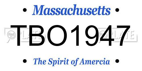 TBO1947 Massachusetts License Plate