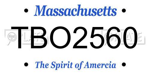 TBO2560 Massachusetts License Plate