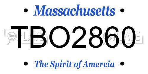 TBO2860 Massachusetts License Plate