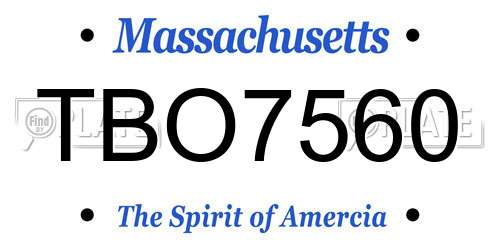 TBO7560 Massachusetts License Plate