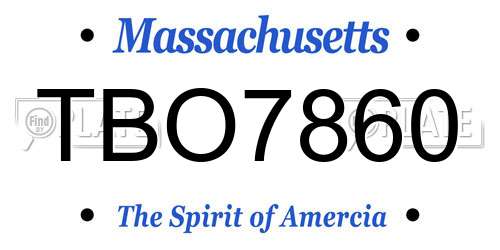 TBO7860 Massachusetts License Plate