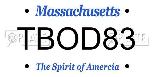 TBOD83 Massachusetts License Plate